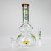 Haze | 9″ Heart Leaf Double Bubble Base Glass Bong with Color Lip – Amber (Mini-U) | Jupiter Grass