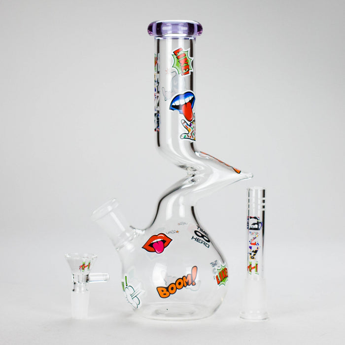Haze | 9″ Zong Glass Bong with Color Lip – Purple (Mini-W) | Jupiter Grass