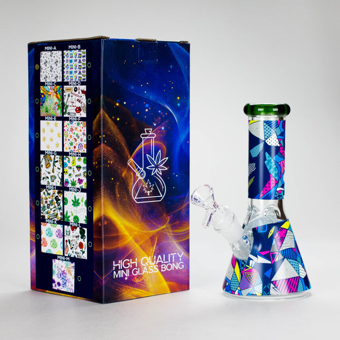 Haze | 8″ Geometric Figure Beaker Glass Bong with Color Lip – Green (Mini-X) | Jupiter Grass