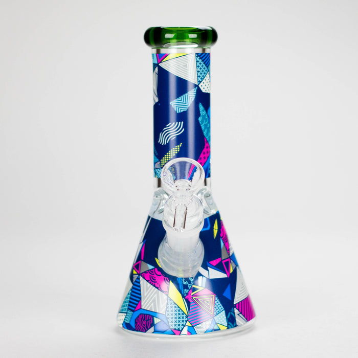 Haze | 8″ Geometric Figure Beaker Glass Bong with Color Lip – Green (Mini-X) | Jupiter Grass