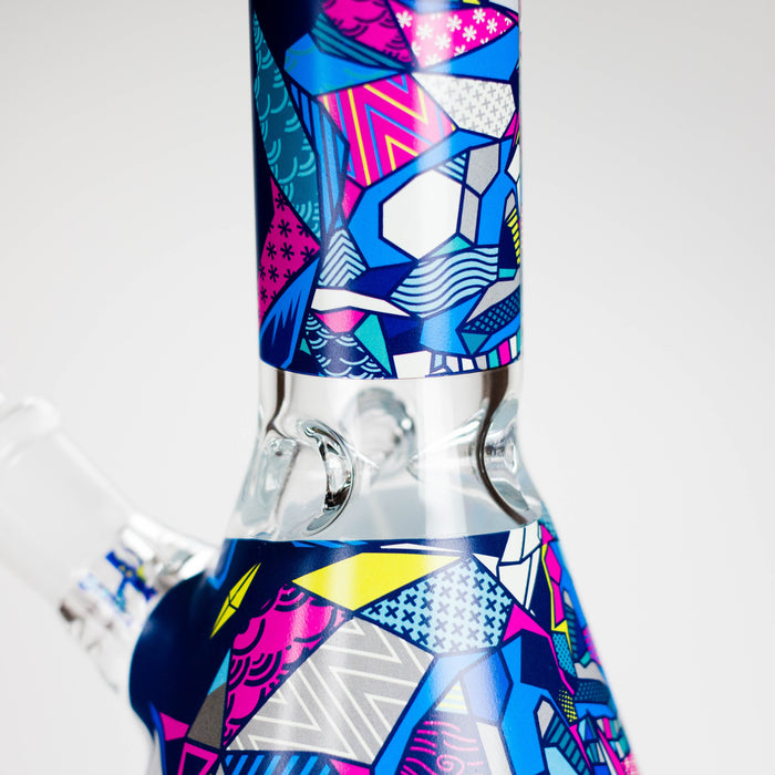 Haze | 8″ Geometric Figure Beaker Glass Bong with Color Lip – Green (Mini-X) | Jupiter Grass