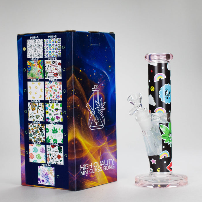 Haze | 9″ Face Emoji Straight Tube Glass Bong with Color End – Pink (Mini-Z) | Jupiter Grass