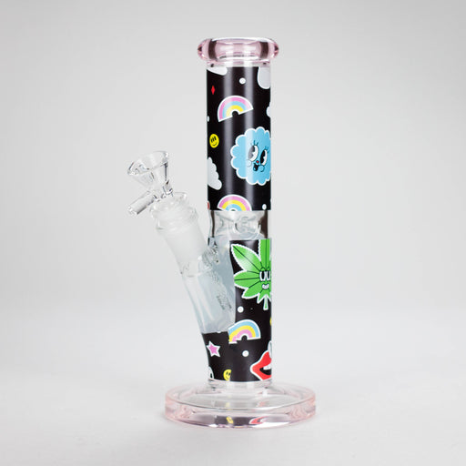 Haze | 9″ Face Emoji Straight Tube Glass Bong with Color End – Pink (Mini-Z) | Jupiter Grass