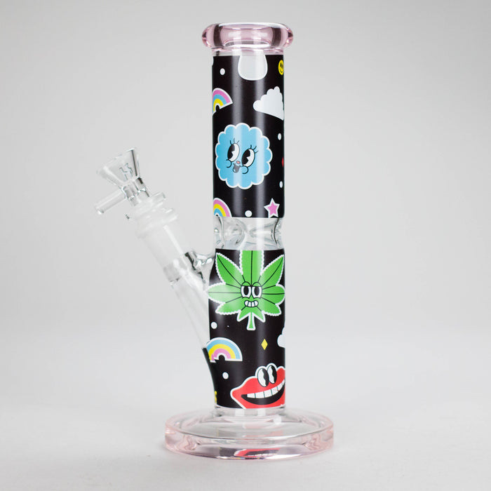 Haze | 9″ Face Emoji Straight Tube Glass Bong with Color End – Pink (Mini-Z) | Jupiter Grass