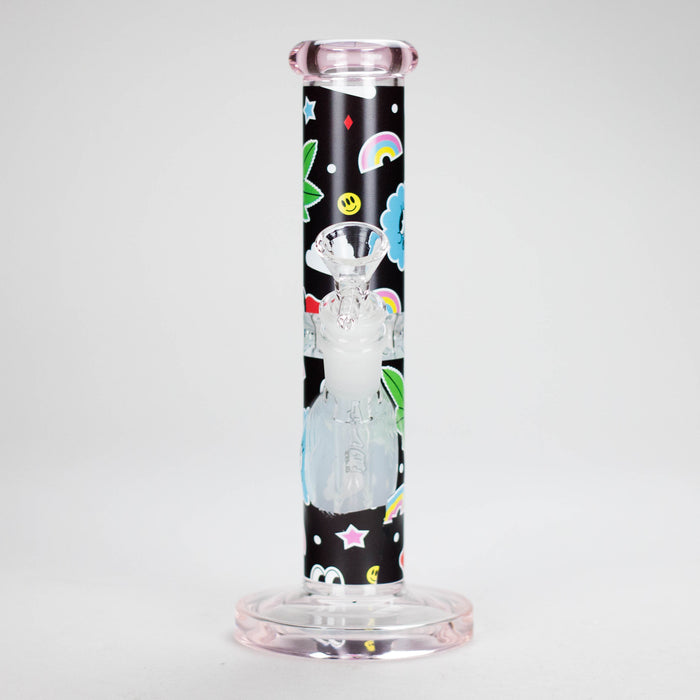 Haze | 9″ Face Emoji Straight Tube Glass Bong with Color End – Pink (Mini-Z) | Jupiter Grass