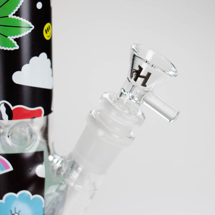 Haze | 9″ Face Emoji Straight Tube Glass Bong with Color End – Pink (Mini-Z) | Jupiter Grass