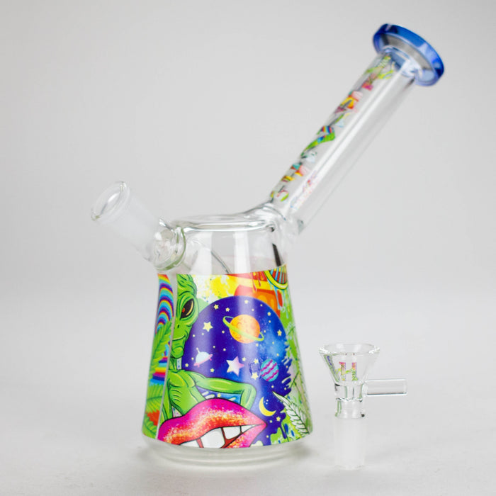 Haze 7" Aliens Trip Glass Bubbler Light Blue (Mini-C)