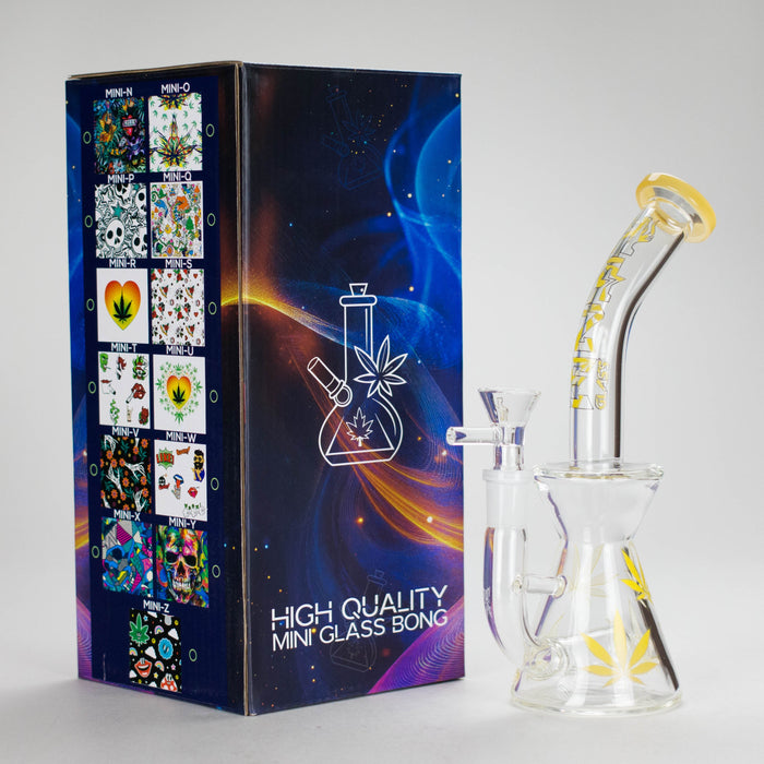 Haze | 8.5″ Weed Leaf Bent Neck Glass Bong – Jade Yellow (Mini-E) | Jupiter Grass