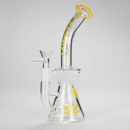 Haze | 8.5″ Weed Leaf Bent Neck Glass Bong – Jade Yellow (Mini-E) | Jupiter Grass