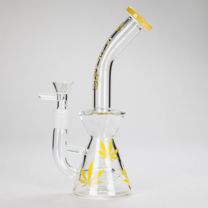 Haze | 8.5″ Weed Leaf Bent Neck Glass Bong – Jade Yellow (Mini-E) | Jupiter Grass