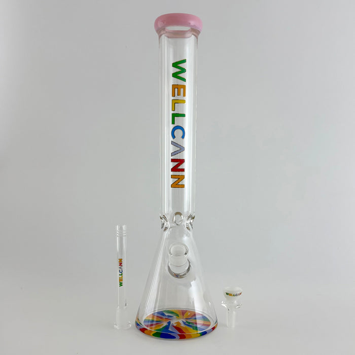 Wellcann | 17" Thickened Base Psychedelic Beaker Glass Bong | Jupiter Grass