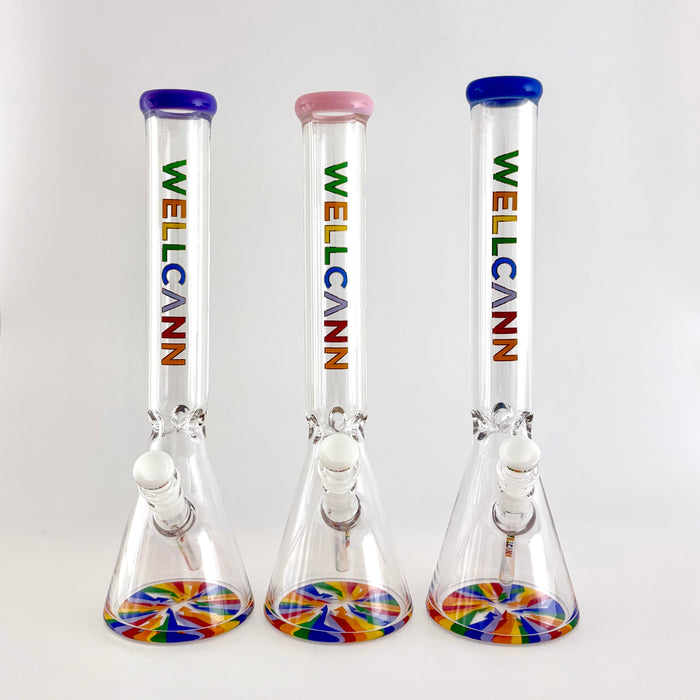 Wellcann | 17" Thickened Base Psychedelic Beaker Glass Bong | Jupiter Grass