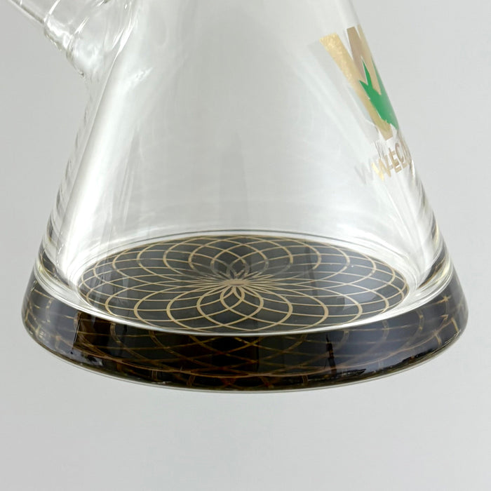 Wellcann | 14" Thickened Base Geometric Gold Beaker Glass Bong | Jupiter Grass