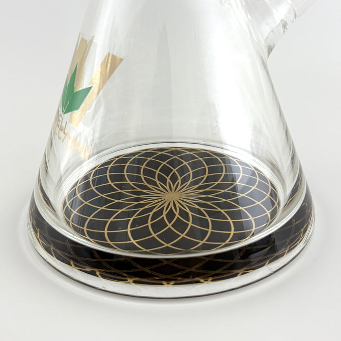 Wellcann | 14" Thickened Base Geometric Gold Beaker Glass Bong | Jupiter Grass
