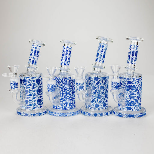 7" Cloisonné Design Glass Bong with Water Diffuser – 14mm Bowl Joint | Jupiter Grass