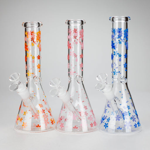 10" Cherry Blossom Glass Beaker Bong – 14mm Bowl Joint | Jupiter Grass