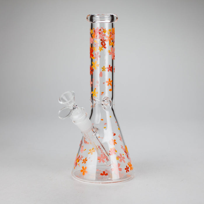 10" Cherry Blossom Glass Beaker Bong – 14mm Bowl Joint | Jupiter Grass