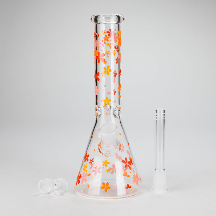 10" Cherry Blossom Glass Beaker Bong – 14mm Bowl Joint | Jupiter Grass