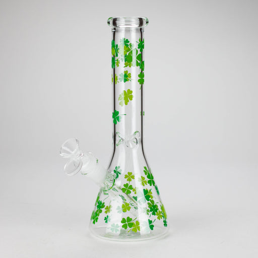 10" Lucky Clover Glass Beaker Bong – 14mm Bowl Joint | Jupiter Grass