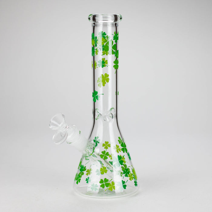 10" Lucky Clover Glass Beaker Bong – 14mm Bowl Joint | Jupiter Grass