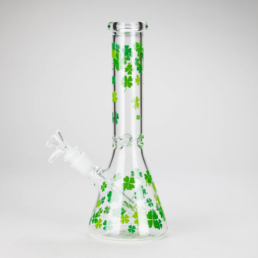 10" Lucky Clover Glass Beaker Bong – 14mm Bowl Joint | Jupiter Grass