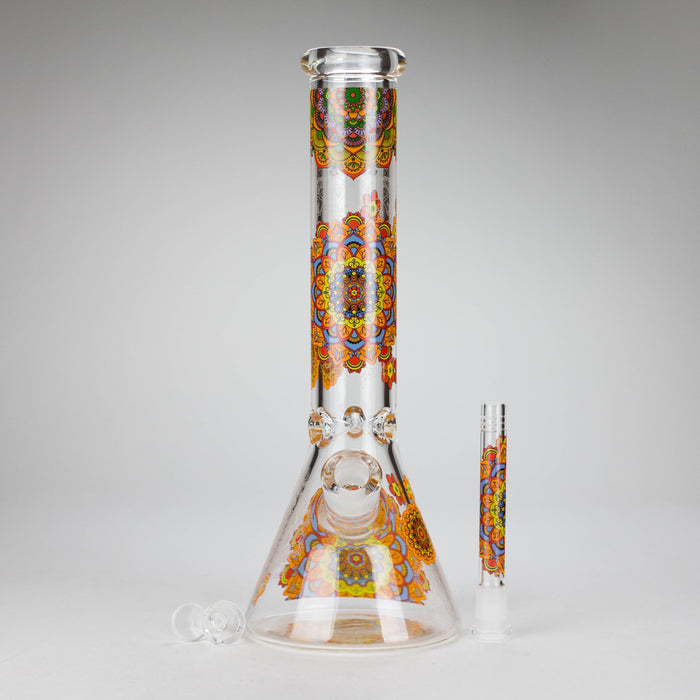 14" Flower Design Glass Bong – 7mm Thick with Ice Catcher | Jupiter Grass