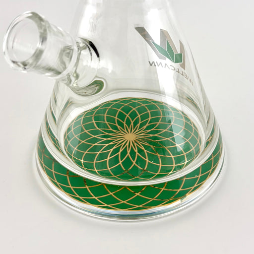 Wellcann | 14" Thickened Base Geometric Gold Beaker Glass Bong-Green | Jupiter Grass