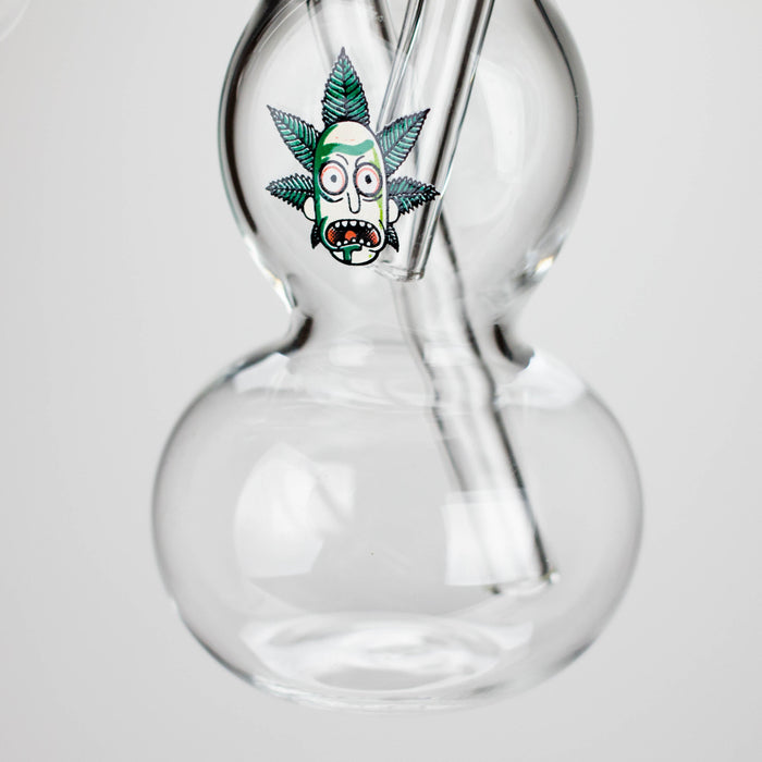 6" Flat Mush Mix Sticker Glass Oil Burner Pipe Unique Double Bubble Design