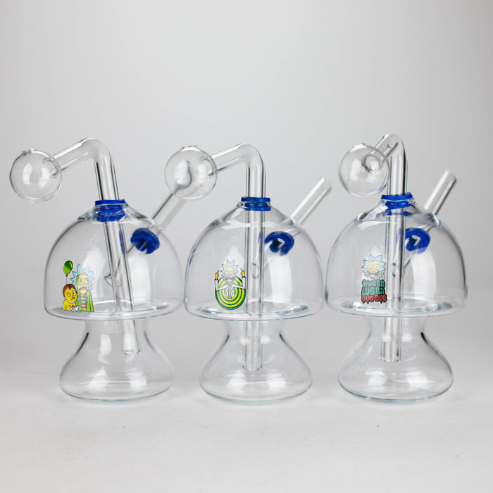 6" Mushroom Mix Sticker Glass Oil Burner Pipe Unique Borosilicate Dome Design
