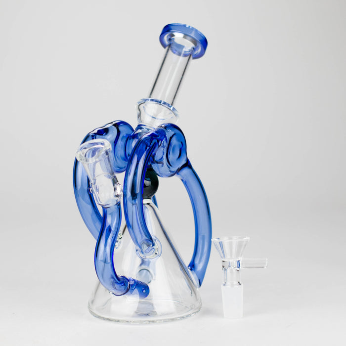 8" Color Accented Recycle Oil Glass Bong | Jupiter Grass