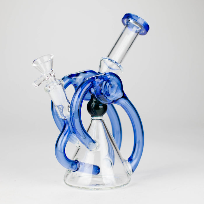 8" Color Accented Recycle Oil Glass Bong | Jupiter Grass