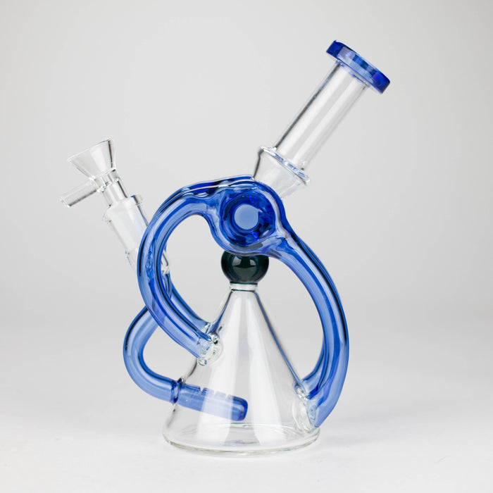 8" Color Accented Recycle Oil Glass Bong | Jupiter Grass