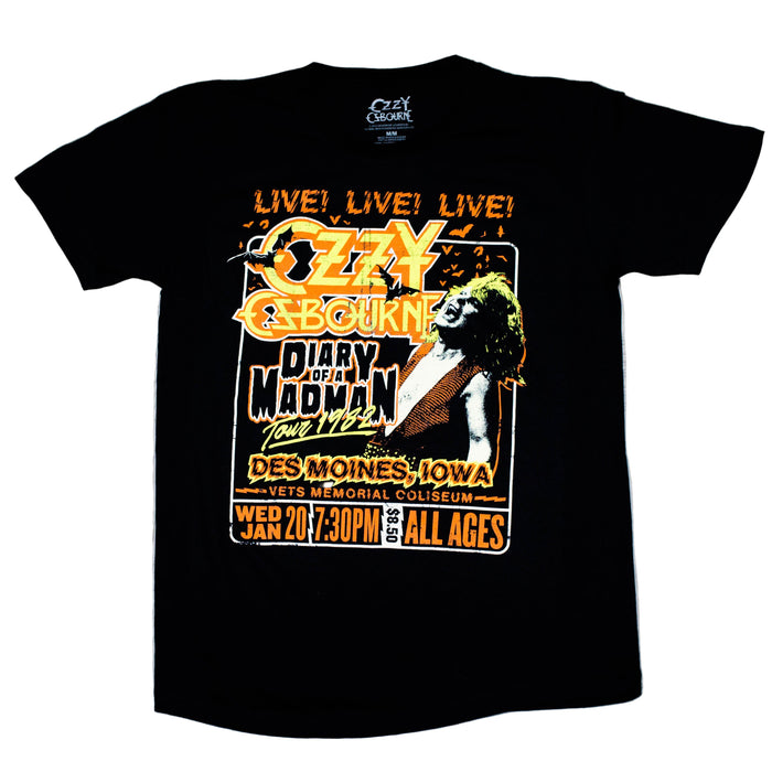 Ozzy Osbourne | “Live” Short Sleeve Unisex Black T-Shirt – Officially Licensed Rock Band Tee | Jupiter Grass