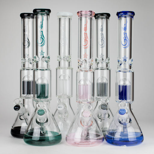 Genie | 17.5" 10-Arm 9mm Colored Bottom Glass Bong [GE4180] | Jupiter Grass