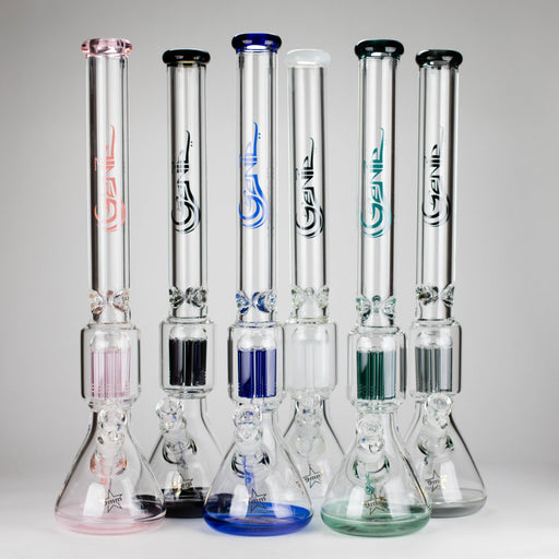 Genie | 24" 12-Arm 9mm Colored Bottom Glass Water Bong [F7-004-1] | Jupiter Grass