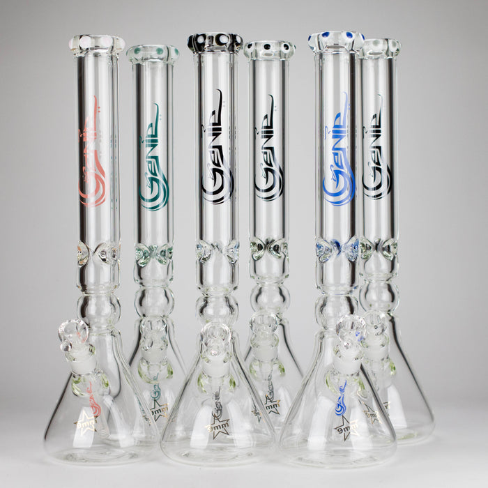 Genie | 19.5" 9mm Curved Shaft Glass Beaker Bong [F7-002-1] | Jupiter Grass