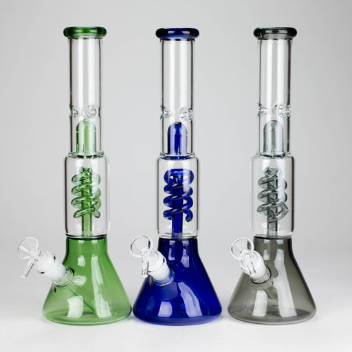 13" Color Accented Glass Water Bong with Coil Percolator & Splash Guard | Jupiter Grass