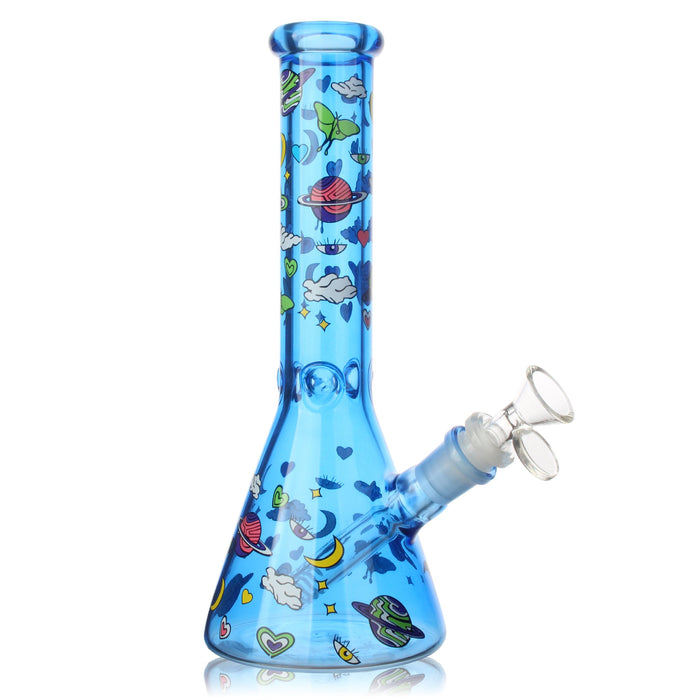 10" 5mm Milkyway Glass Beaker Bong - 4 Assorted Colours | Jupiter Grass