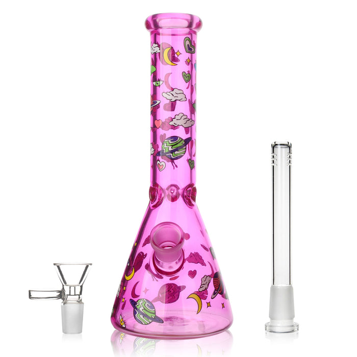 10" 5mm Milkyway Glass Beaker Bong - 4 Assorted Colours | Jupiter Grass