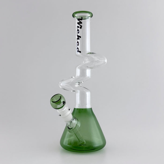 Wicked | Zig-Zag 12" 4mm 4 Colours Assorted Glass Beaker Bong | Jupiter Grass