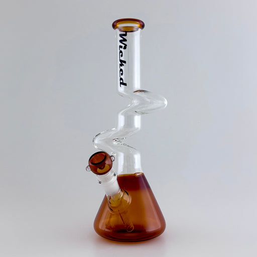 Wicked | Zig-Zag 12" 4mm 4 Colours Assorted Glass Beaker Bong | Jupiter Grass