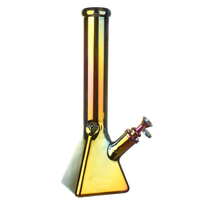 Fortune | Electroplated 14" 7mm Pyramid Base Glass Beaker Bong | Jupiter Grass