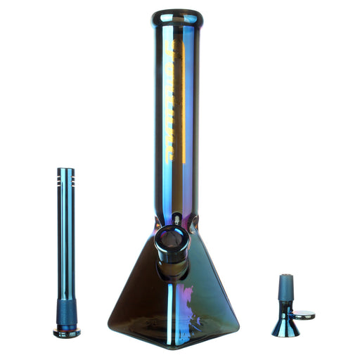 Fortune | Electroplated 14" 7mm Pyramid Base Glass Beaker Bong | Jupiter Grass