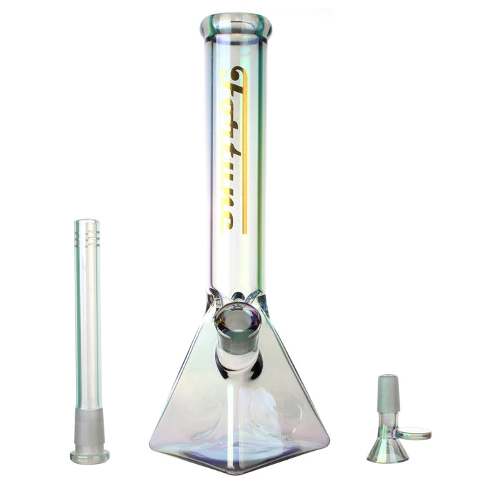 Fortune | Electroplated 14" 7mm Pyramid Base Glass Beaker Bong | Jupiter Grass
