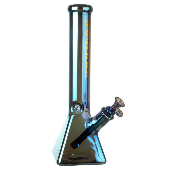 Fortune | Electroplated 14" 7mm Pyramid Base Glass Beaker Bong | Jupiter Grass