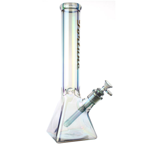 Fortune | Electroplated 14" 7mm Pyramid Base Glass Beaker Bong | Jupiter Grass
