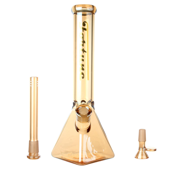 Fortune | Electroplated 14" 7mm Pyramid Base Glass Beaker Bong | Jupiter Grass