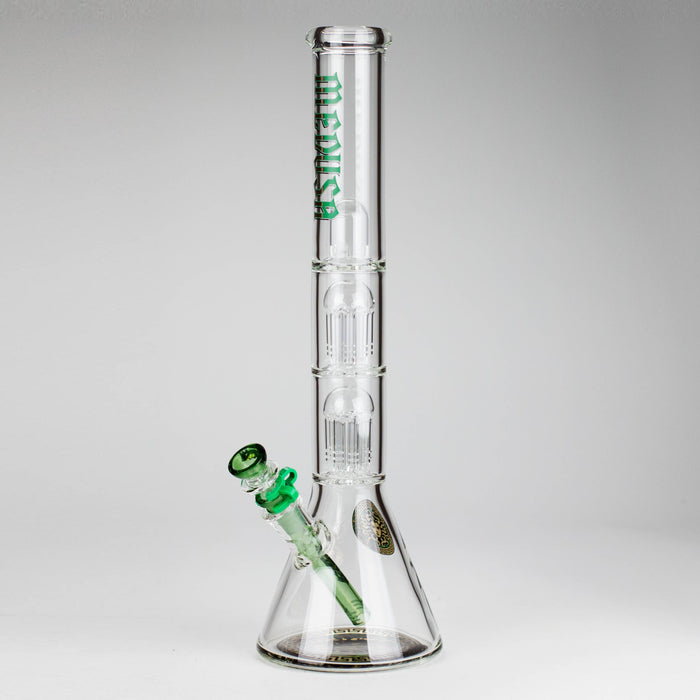 Medusa | 17" 7mm Double Tree Perc Glass Bong with Splash Guard | Jupiter Grass