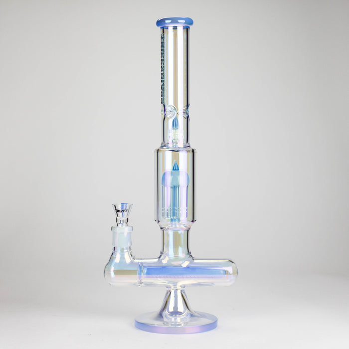 Trippy Glass | 17" 7mm Holographic Stemline Bong – Triple Diffused Perc with 18mm Bowl | Jupiter Grass