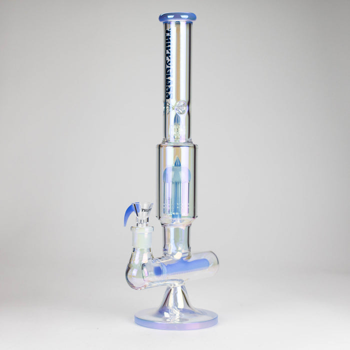 Trippy Glass | 17" 7mm Holographic Stemline Bong – Triple Diffused Perc with 18mm Bowl | Jupiter Grass